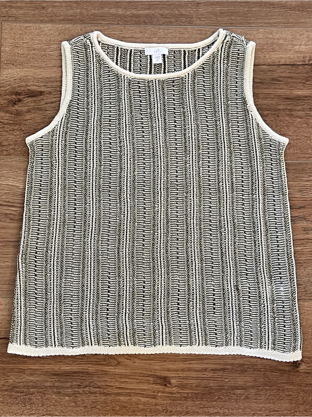 J. Jill Olive Green and Cream Striped Knit Tank
